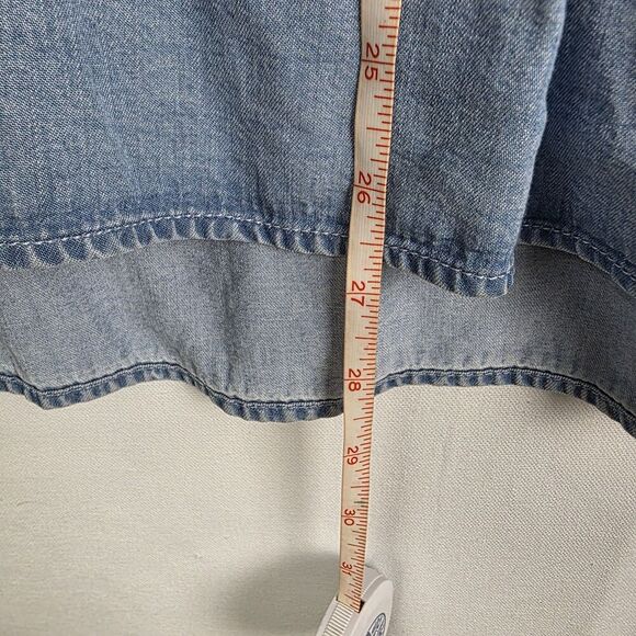 J. Jill Denim Chambray Wash Split Neck Popover Tunic Top Women’s Large Petite - Picture 6 of 6